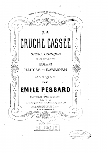 Pessard - La cruche cassée - Vocal Score - Score