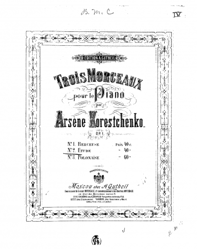 Koreshchenko - Trois morceaux - 2. Etude3. Polonaise