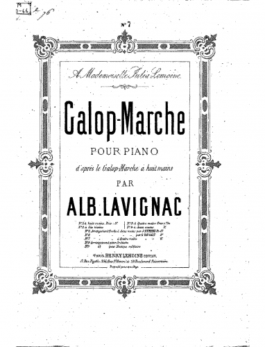 Lavignac - Galop-Marche à huit mains - For Piano 4 hands (van Calt) - Score