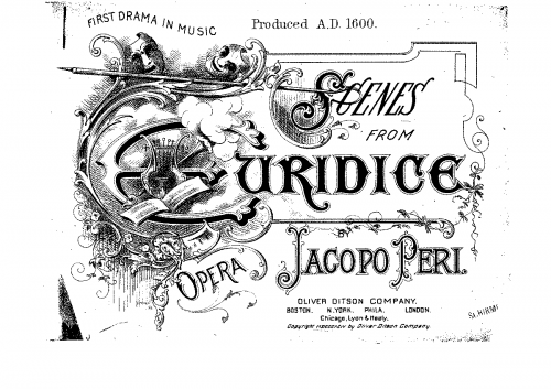 Peri - Euridice - Vocal Score Selections - Score
