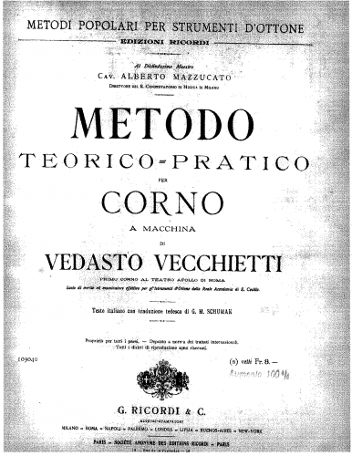 Vecchietti - Metodo teorico-pratico per corno a macchina - Other - Complete book