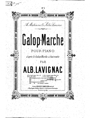 Lavignac - Galop-Marche à huit mains - For Simplified Piano (van Calt) - Score
