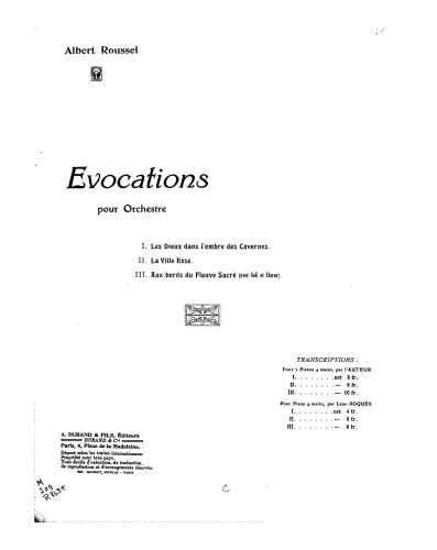 Roussel - Evocations, Op. 15 - For Piano 4 hands (Roques) - Score