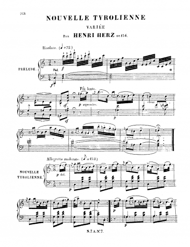 Herz - Nouvelle Tyrolienne variée, Op. 154 - Score