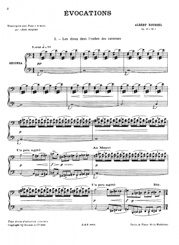 Roussel - Evocations, Op. 15 - For Piano 4 hands (Roques) - Score