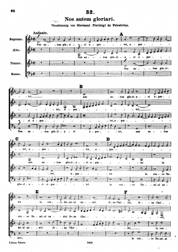 Palestrina - Nos autem gloriari - Score