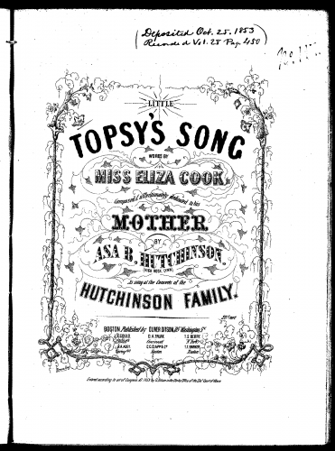 Hutchinson - Little Topsy's Song - Score