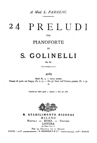 Golinelli - 24 Preludes - Score