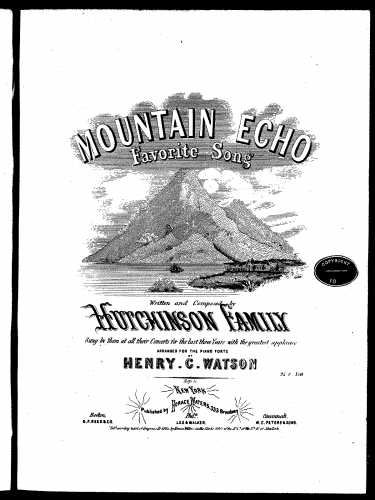 Hutchinson Family Singers - The Mountain Echo - For Voice and Piano (Watson) - Score
