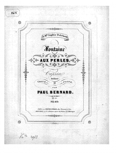 Bernard - Fontaine aux perles - Score