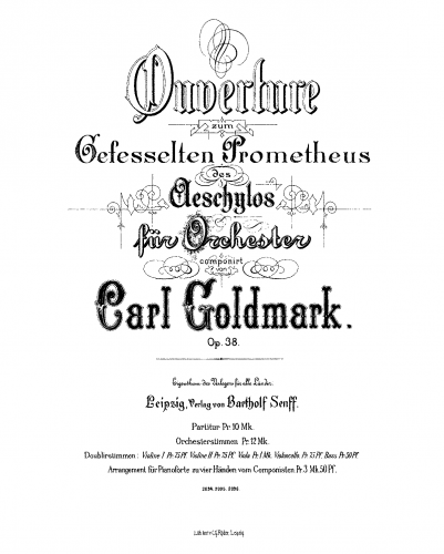 Goldmark - Ouverture zum 'Gefesselten Prometheus' - Score