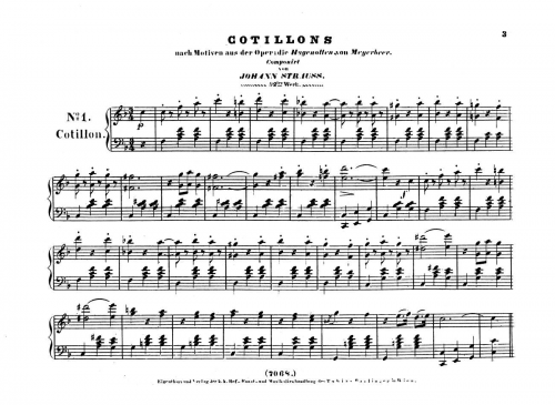 Strauss Sr. - Cotillons, Op. 92 - For Piano solo - Score