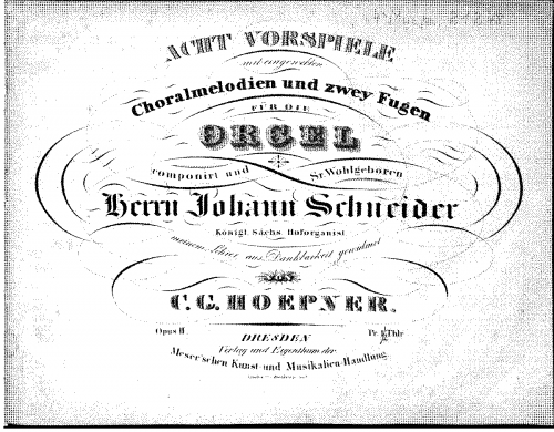 Höpner - 8 Vorspiele und 2 Fugen, Op. 2 - Score