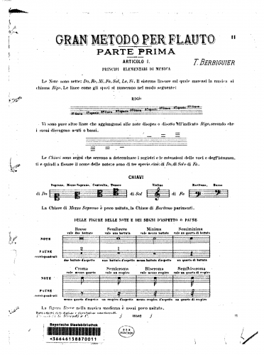 Berbiguier - Méthode pour la flûte - Incomplete Book