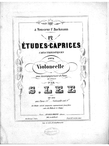 Lee - 12 etudes-caprices caracteristiques - Scores and Parts - Piano Score (optional)