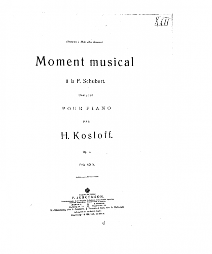 Koslov - Moment musical, Op. 9 - Score