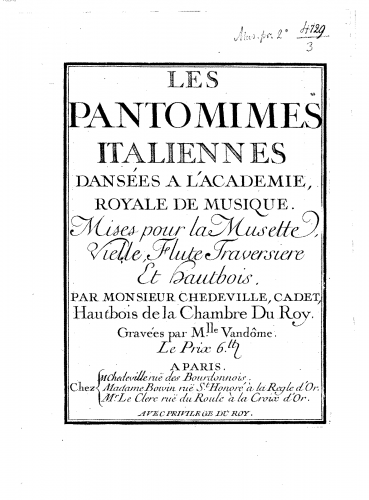Chédeville - Les pantomimes italiennes - Score
