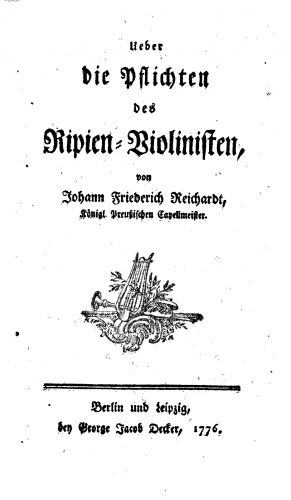Reichardt - Über die Pflichten des Ripien-Violinisten - Complete Book