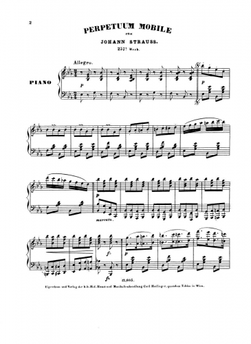 Strauss Jr. - ''Perpetuum Mobile'', Op. 257 - For Piano solo - Score