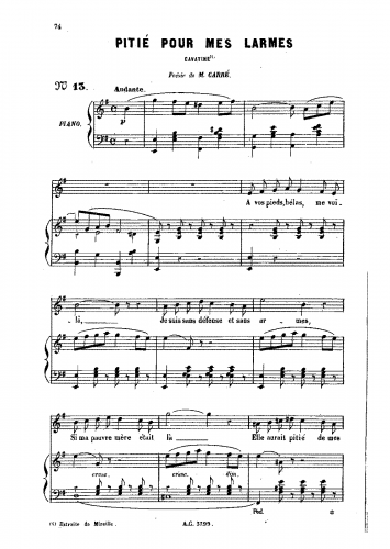 Gounod - Mireille - Vocal Score Cavatine: 'A vos pieds, hélas' (Act II) - Score