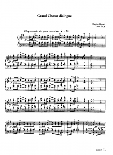 Gigout - Six pièces d'orgue - VI. Grand ch?ur dialogué For Harmonium or Piano - Score
