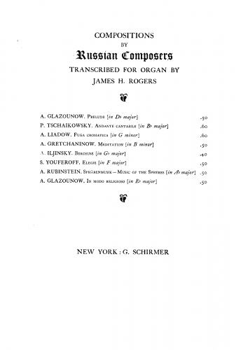 Ilyinsky - Noure et Anitra - Berceuse (No. 7) For Organ (Rogers) - Score