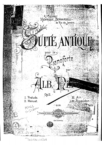 Nepomuceno - Suite Antiga, Op. 11 - Piano Score - Score