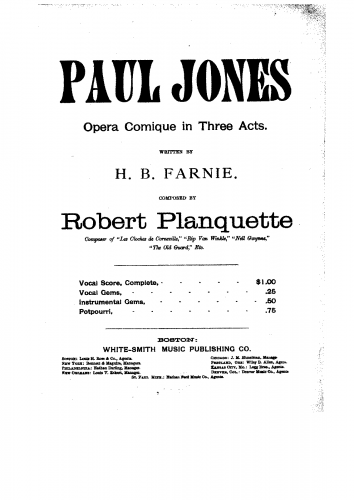 Planquette - Surcouf - Vocal Score - Score