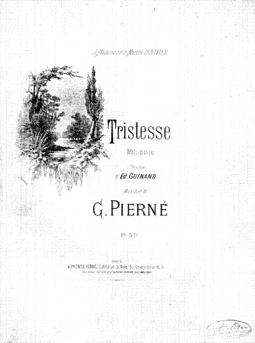 Pierné - Tristesse - Voice and Piano - Title page, broadside ad
