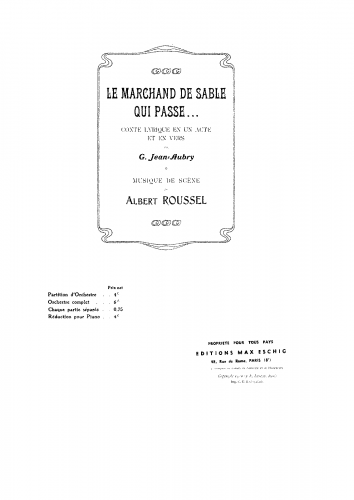 Roussel - Le Marchand de Sable qui Passe, Op. 13 - Score