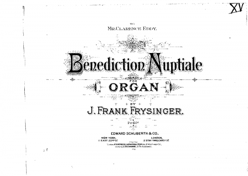Frysinger - Benediction Nuptiale - Score