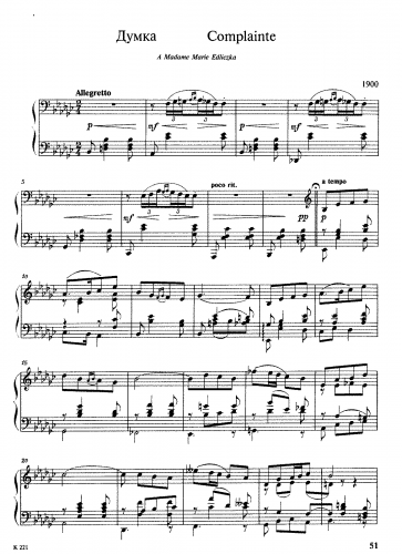 Balakirev - Dumka - Score