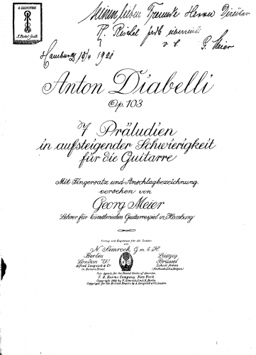 Diabelli - 7 Preludes - Guitar Scores - Score