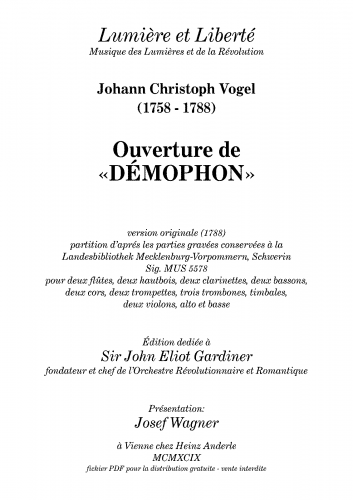 Vogel - Démophon - Ouverture - Score