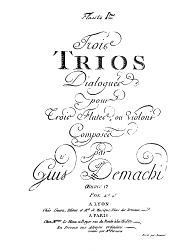 Demachi - 6 Sonatas for 3 Flutes or Violins, Op. 17 - Book 2 (Sonatas 4-6)