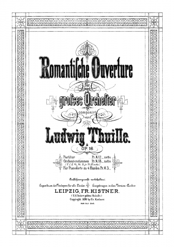 Thuille - Romantische Ouverture - For Piano 4 hands - Score