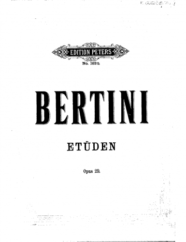 Bertini - 24 Etudes, Op. 29 - Score
