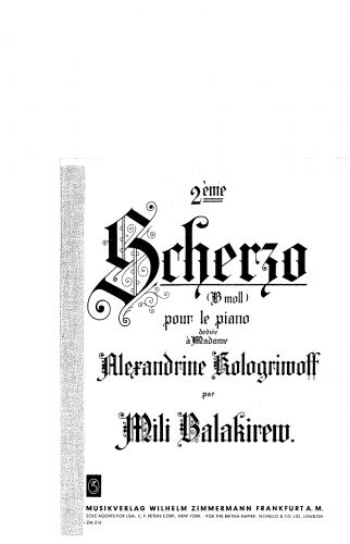 Balakirev - Scherzo No. 2 - Score