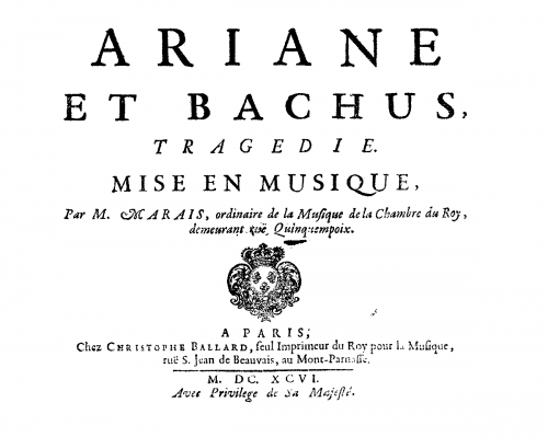 Marais - Ariane et Bacchus - Score
