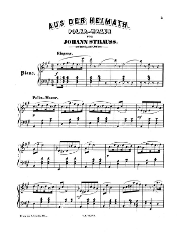 Strauss Jr. - Aus der Heimat, Op. 347 - For Piano solo - Score
