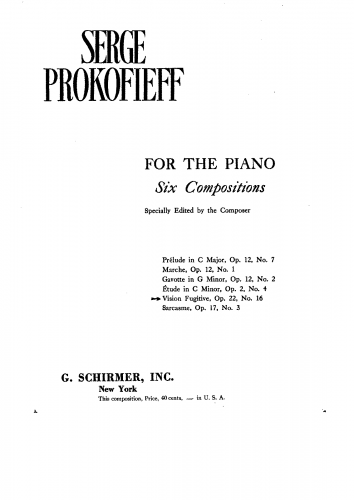 Prokofiev - Visions fugitives - Piano Score - 16. Dolente