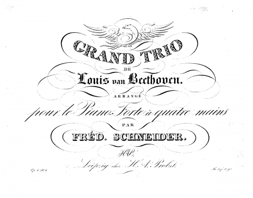Beethoven - Piano Trio No. 1 - For Piano 4 hands (Schneider) - Score