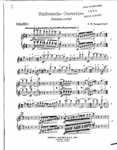 Korngold - Sursum corda - Violins I