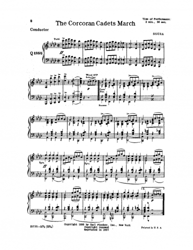 Sousa - Corcoran Cadets - Conductor's Score