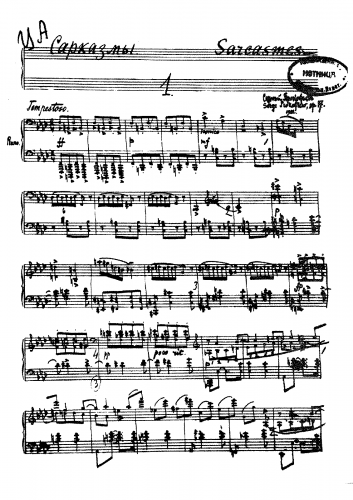 Prokofiev - Sarcasms - Piano Score Selections - 1. Tempestoso