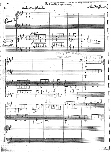 Ponce - Balada Mexicana - For 2 Pianos (Ponce) - Score