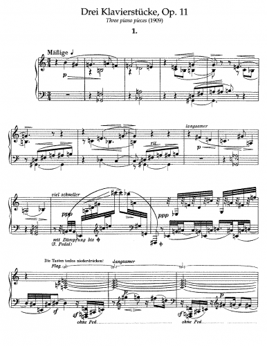 Schoenberg - Drei Klavierstücke - Piano Score Revised version, 1924 - Score