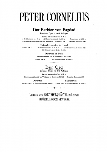 Cornelius - Der Cid - Siegesmarsch (Act III) - Score