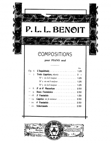 Benoît - Scherzando No. 3 - Score