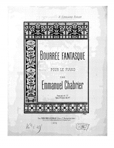 Chabrier - Bourrée Fantasque - For Piano 4 hands (Composer) - Score